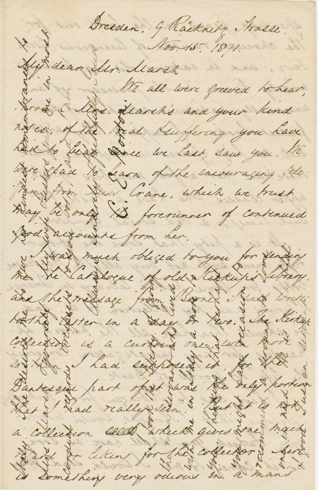 Miniature of Letter from CHARLES ELIOT NORTON to GEORGE PERKINS MARSH, dated November 15, 1871.