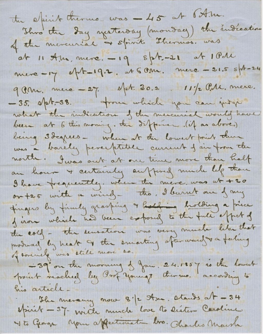 Miniature of Letter from CHARLES MARSH to GEORGE PERKINS MARSH, dated January 11, 1859.