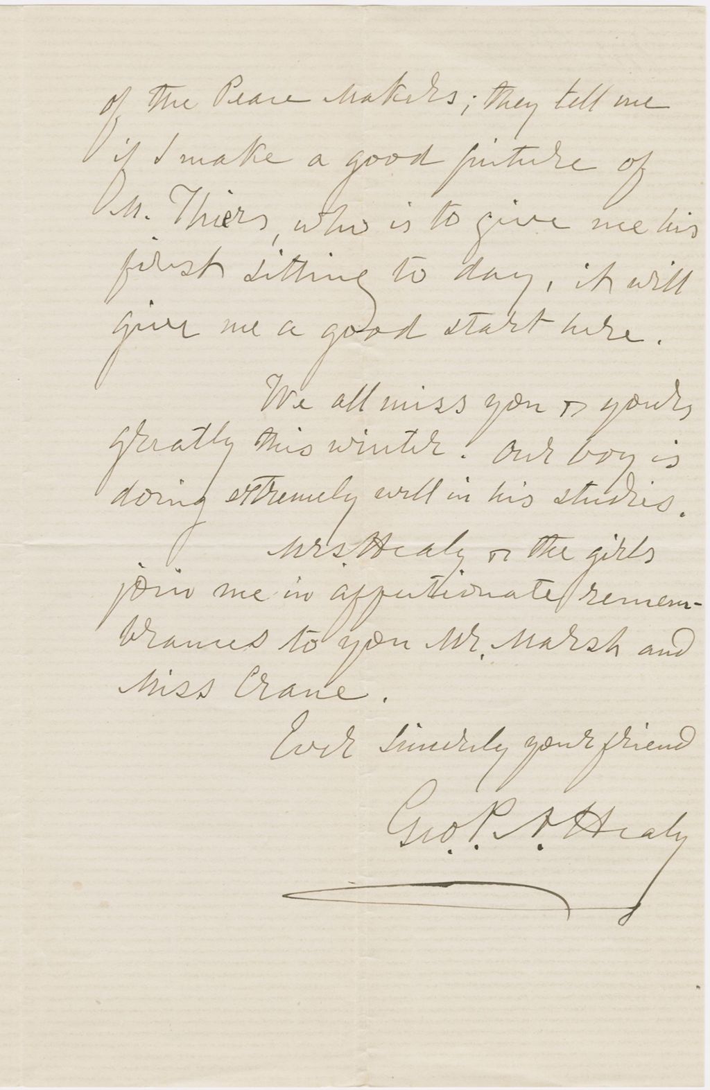 Miniature of Letter from G. P. A. HEALY to CAROLINE CRANE MARSH, dated January 25, 1873.