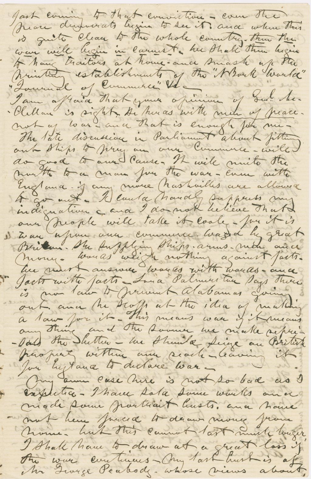 Miniature of Letter from HIRAM POWERS to GEORGE PERKINS MARSH, dated April 2, 1863.