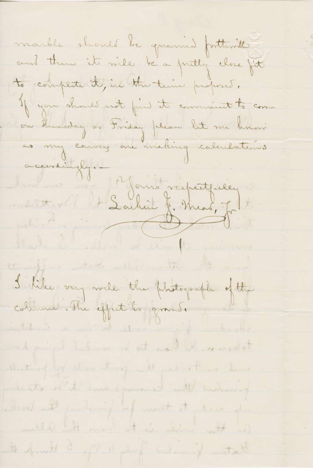 Miniature of Letter from LARKIN GOLDSMITH MEAD to GEORGE PERKINS MARSH and JOHN NORTON POMEROY, dated August 1858.