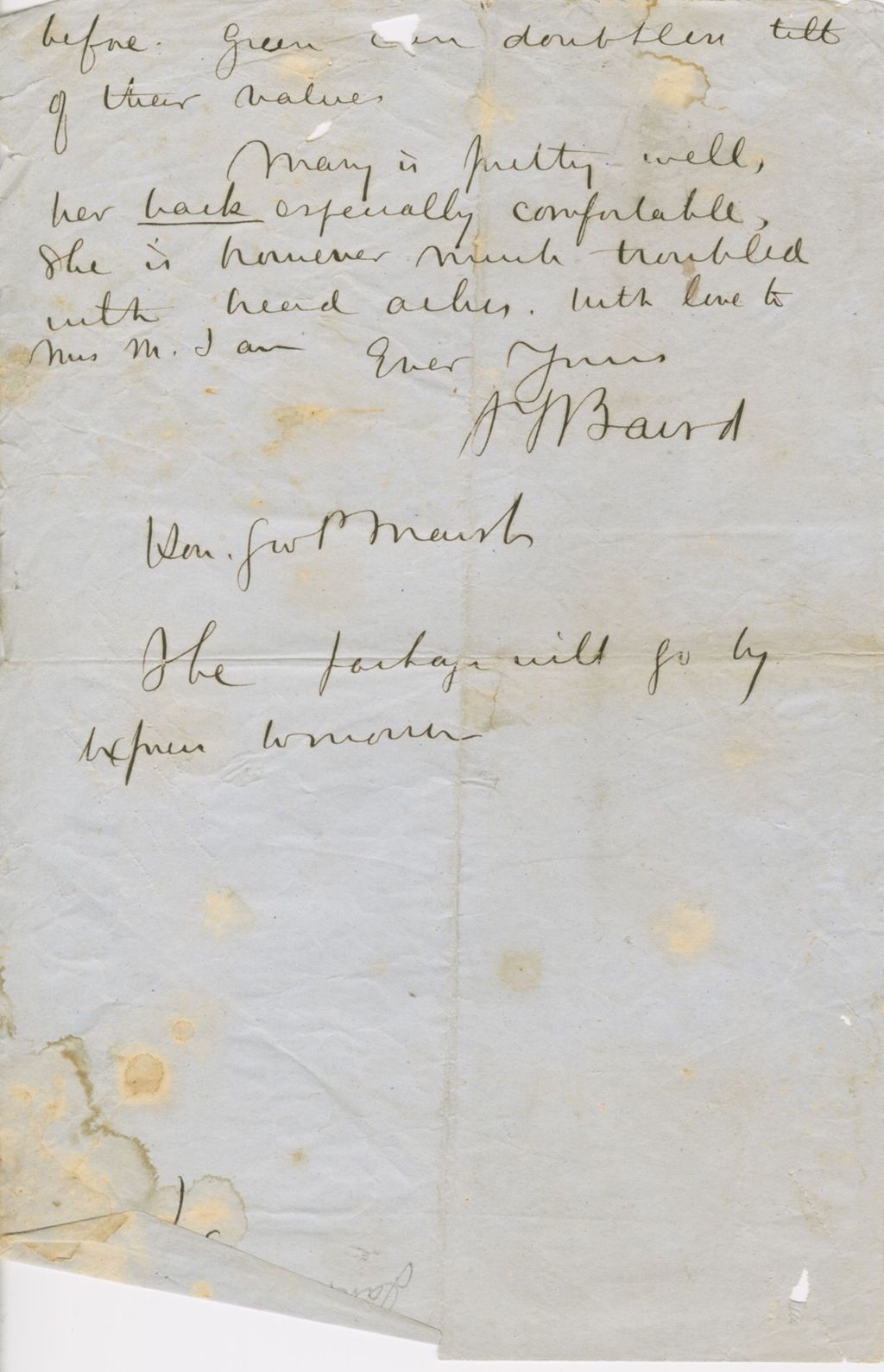 Miniature of Letter from SPENCER FULLERTON BAIRD to GEORGE PERKINS MARSH, dated January 14, 1859.