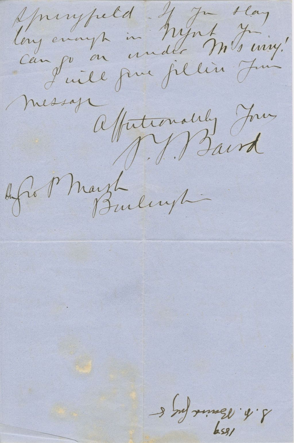 Miniature of Letter from SPENCER FULLERTON BAIRD to GEORGE PERKINS MARSH, dated July 8, 1859.
