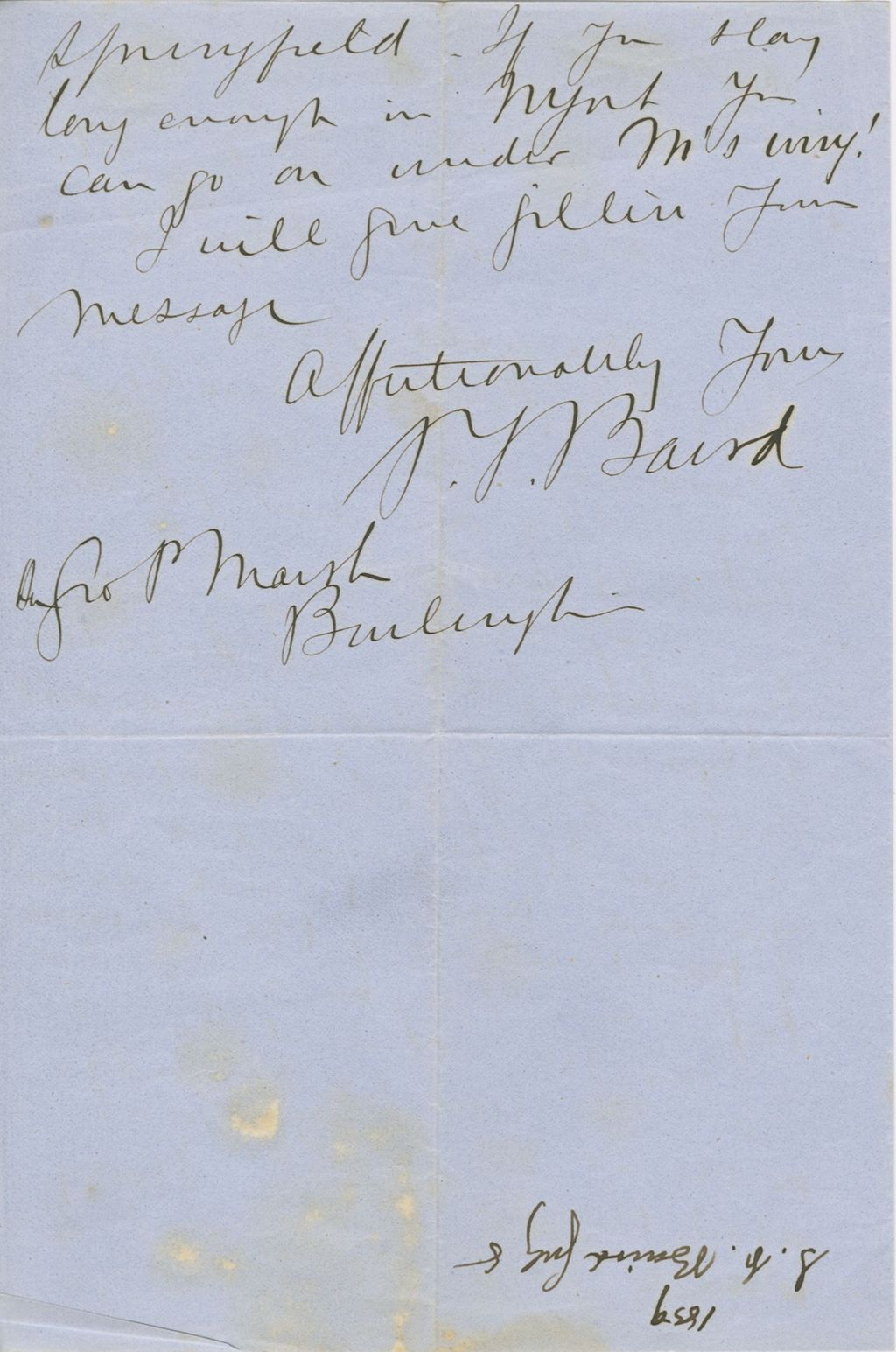 Miniature of Letter from SPENCER FULLERTON BAIRD to GEORGE PERKINS MARSH, dated July 8, 1859.