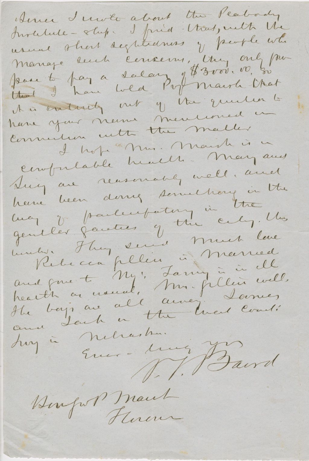 Miniature of Letter from SPENCER FULLERTON BAIRD to GEORGE PERKINS MARSH, dated January 29, 1867.