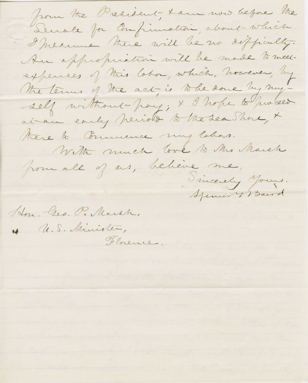 Miniature of Letter from SPENCER FULLERTON BAIRD to GEORGE PERKINS MARSH, dated February 18, 1871.