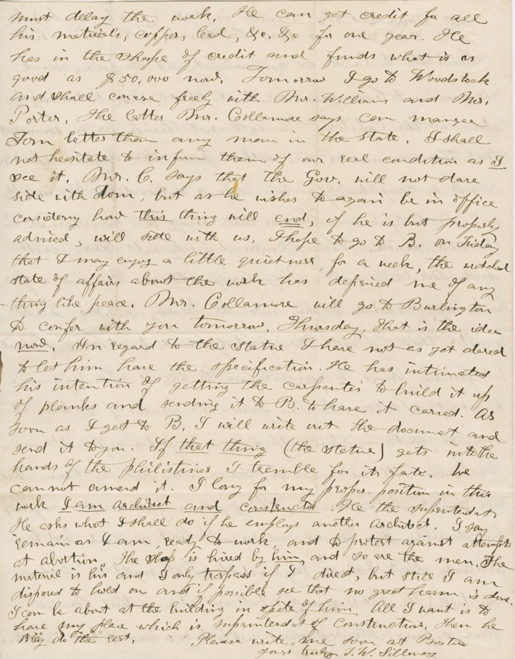 Miniature of Letter from THOMAS WILLIAM SILLOWAY to GEORGE PERKINS MARSH, dated April 7, 1858.