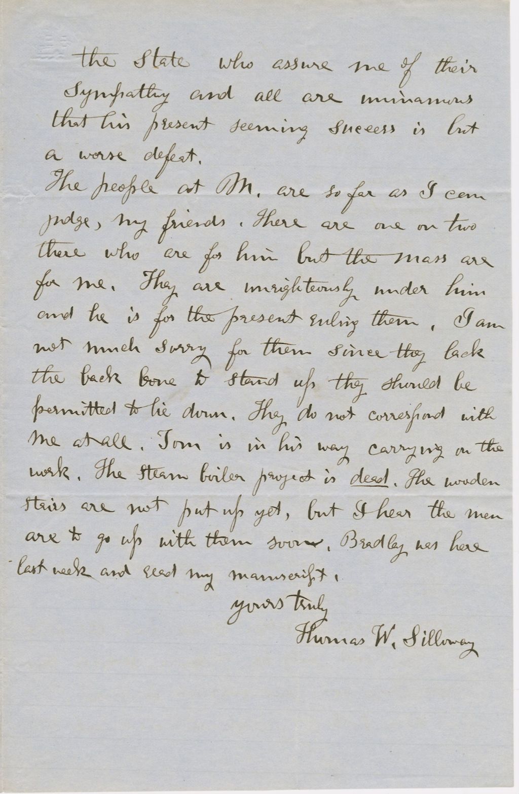 Miniature of Letter from THOMAS WILLIAM SILLOWAY to GEORGE PERKINS MARSH, dated January 31, 1859.