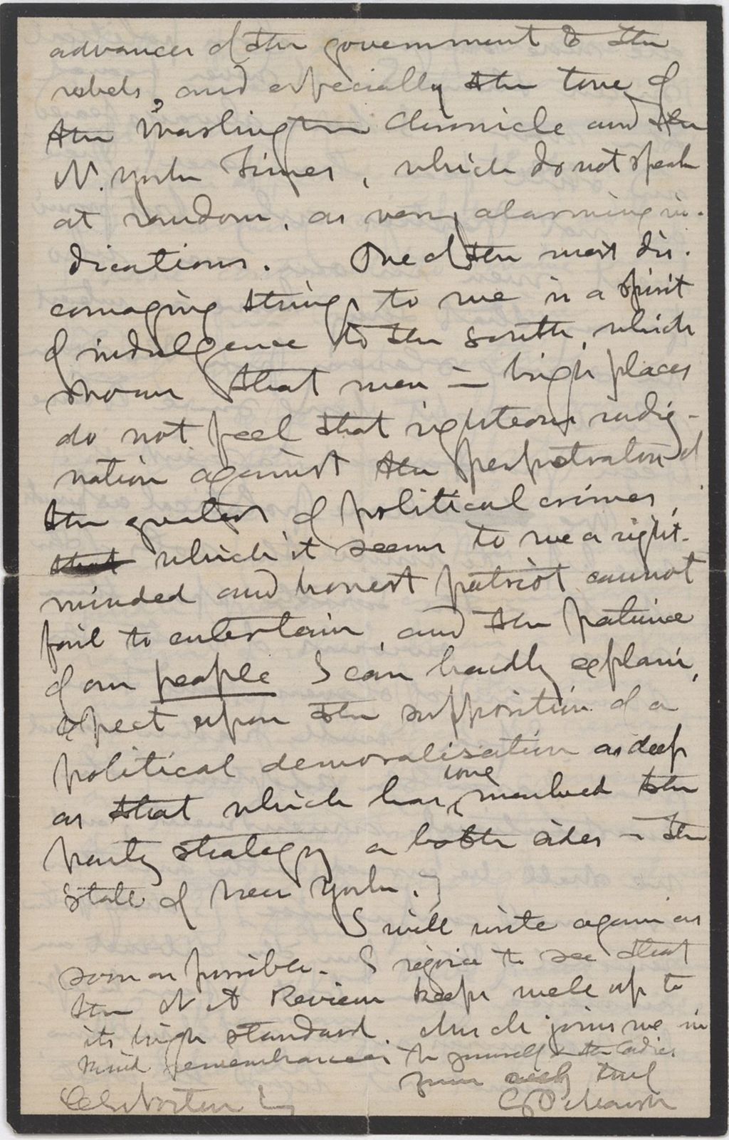 Miniature of Letter from GEORGE PERKINS MARSH to CHARLES ELIOT NORTON, dated March 29, 1865.