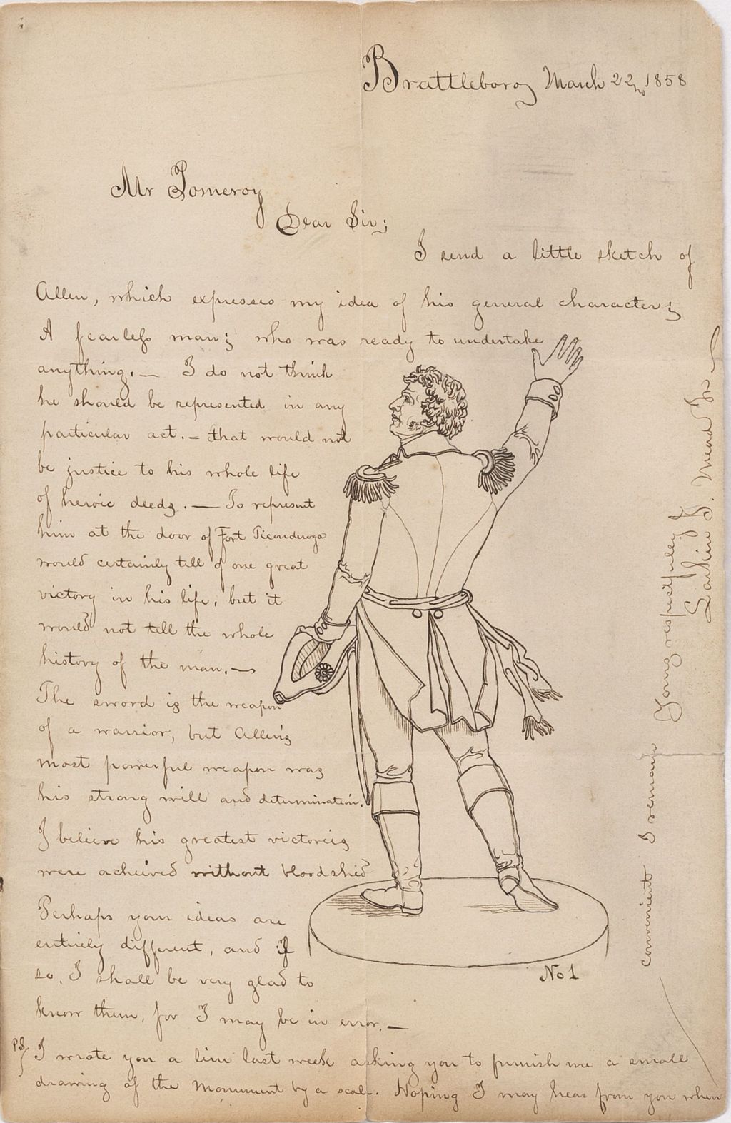 Miniature of Letter from LARKIN GOLDSMITH MEAD to JOHN NORTON POMEROY, dated March 22, 1858.