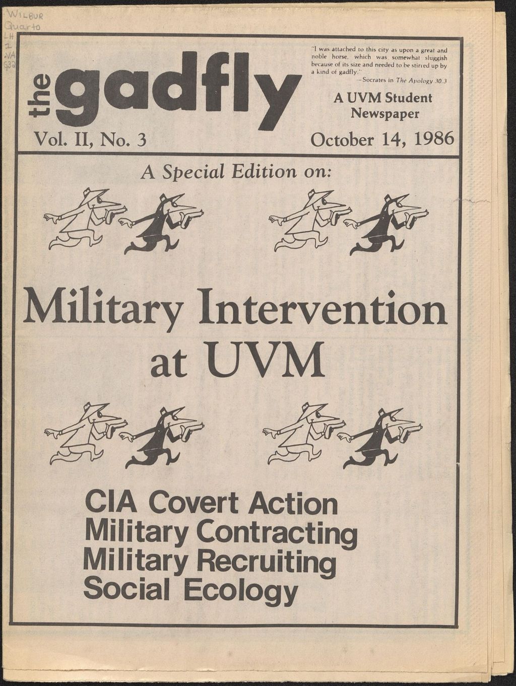 Miniature of The Gadfly : a UVM student newspaper, vol. 02, n. 03