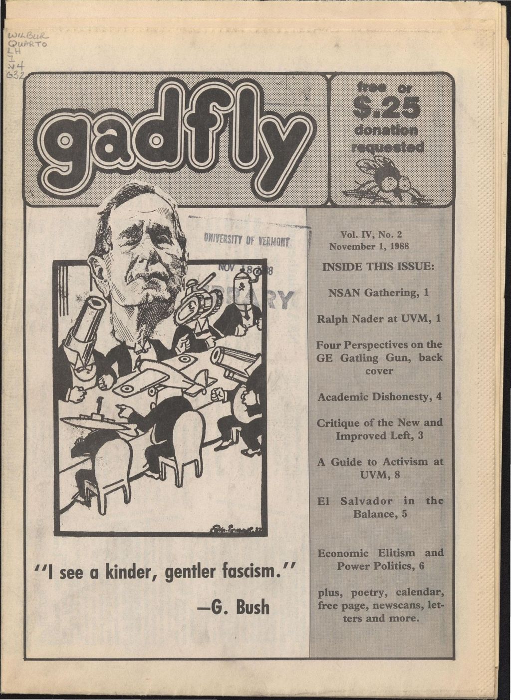 Miniature of The Gadfly : a UVM student newspaper, vol. 04, n. 02