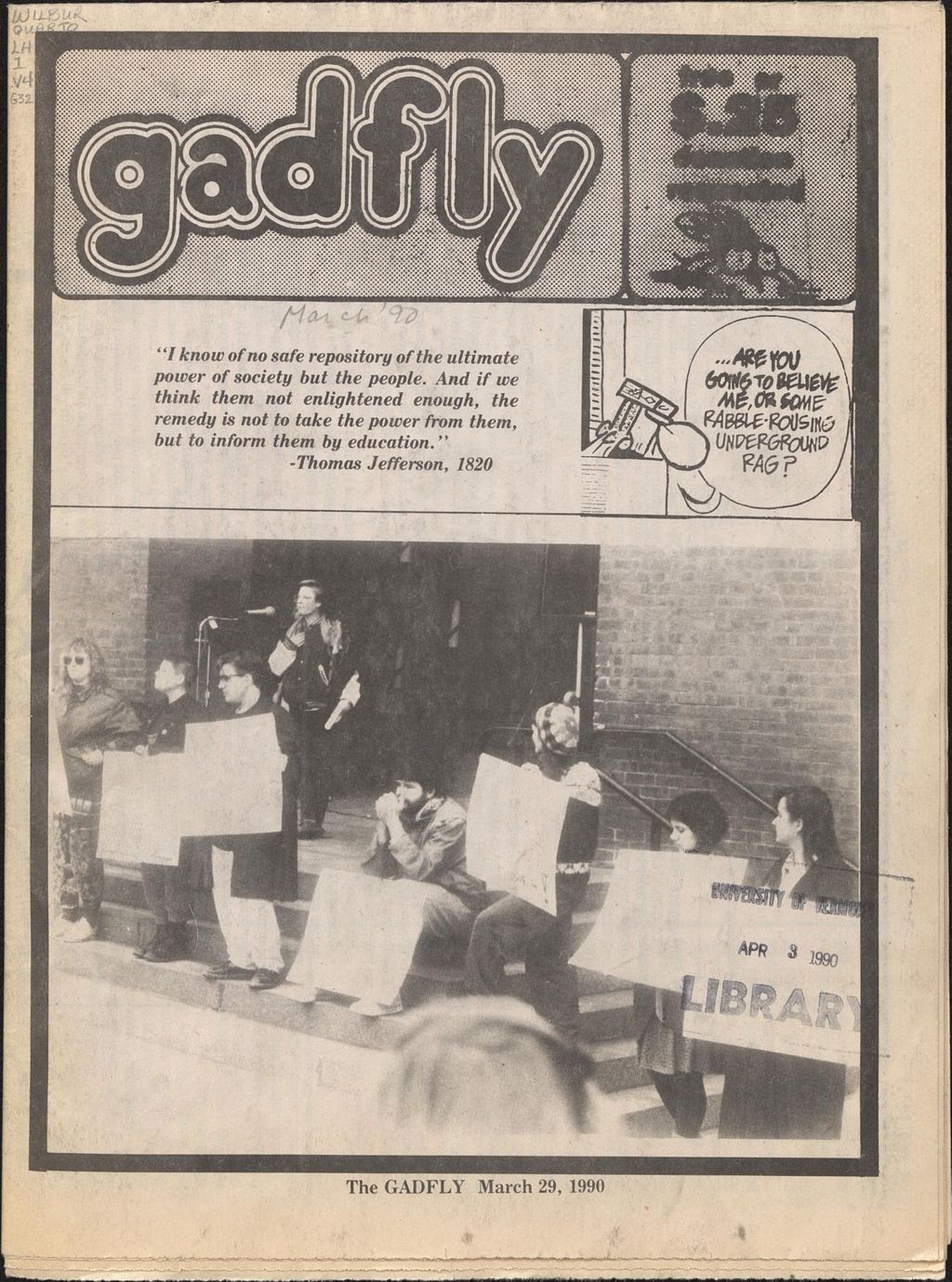 Miniature of The Gadfly : a UVM student newspaper, vol. 05, n. 04