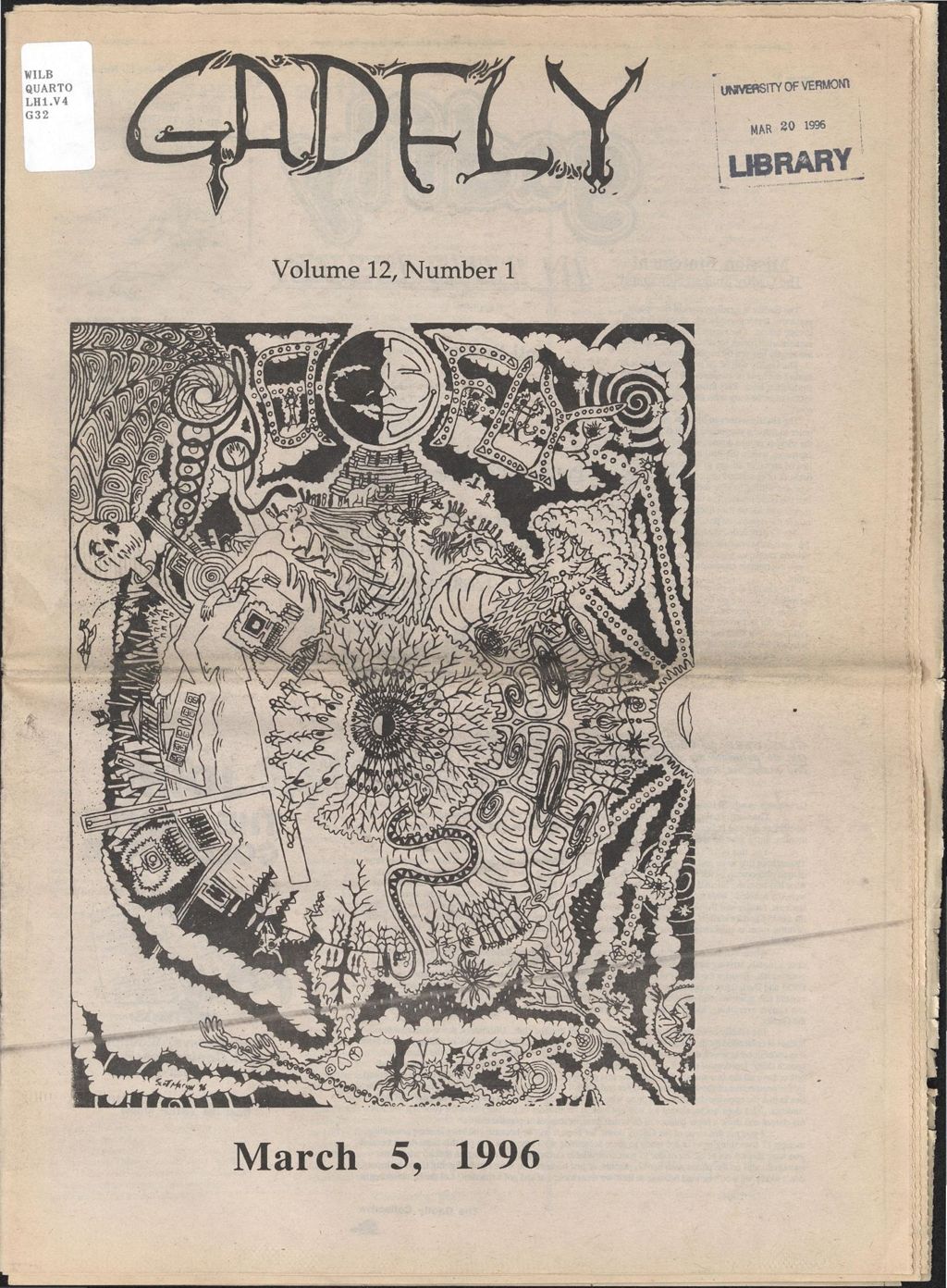 Miniature of The Gadfly : a UVM student newspaper, vol. 12, n. 01