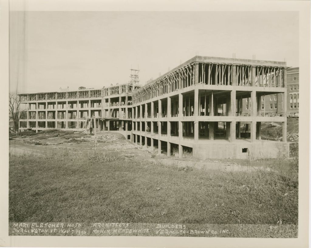 Miniature of Mary Fletcher Hospital, Burlington - Construction