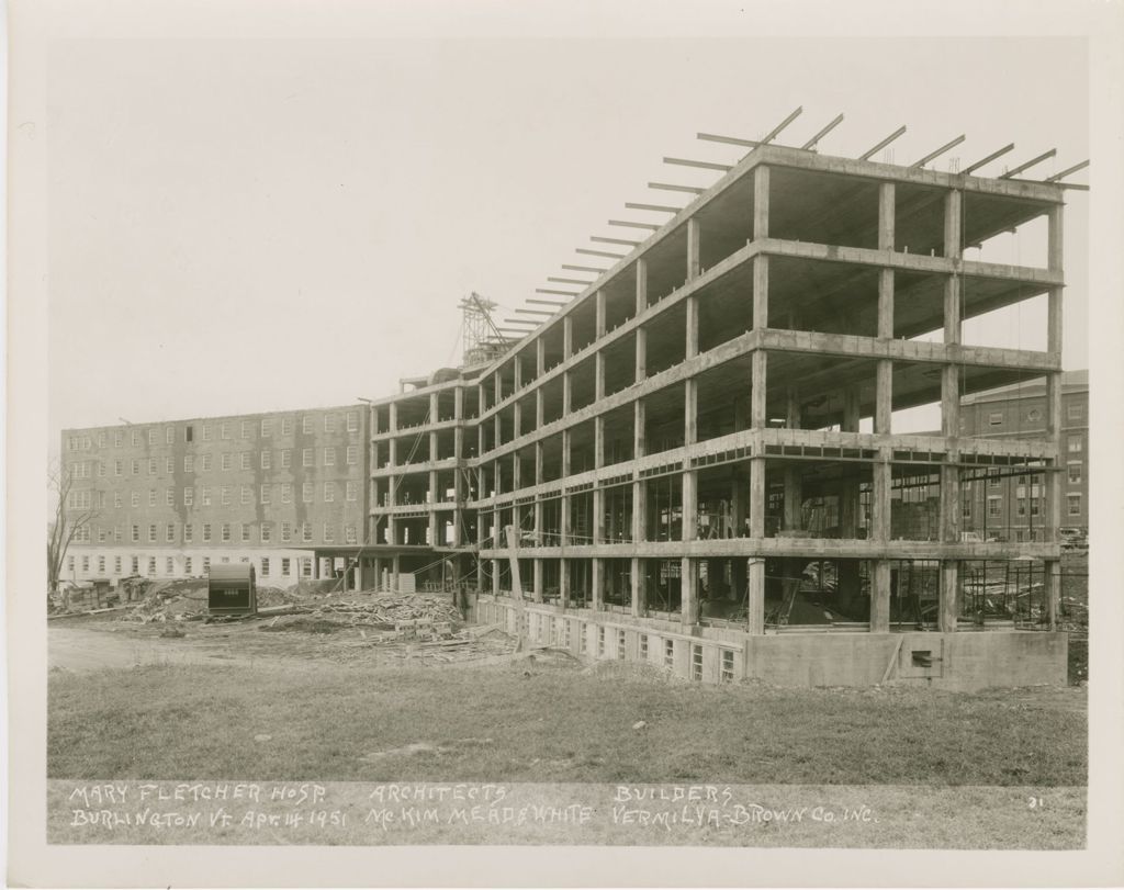 Miniature of Mary Fletcher Hospital, Burlington - Construction