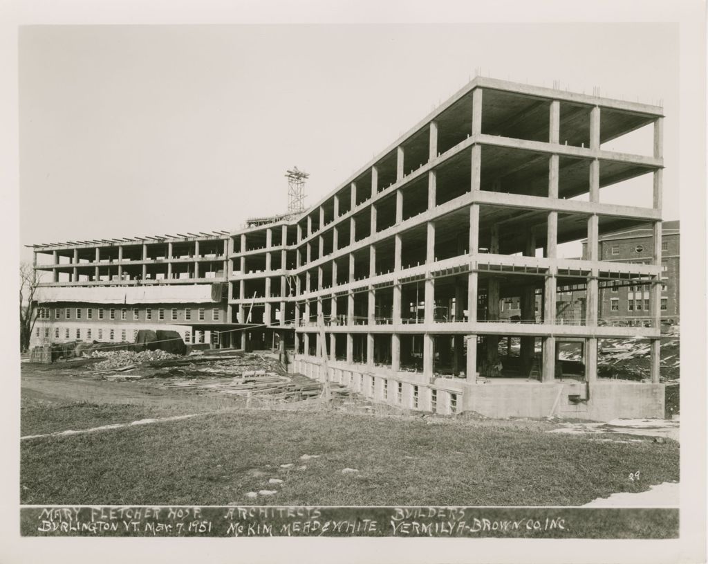 Miniature of Mary Fletcher Hospital, Burlington - Construction