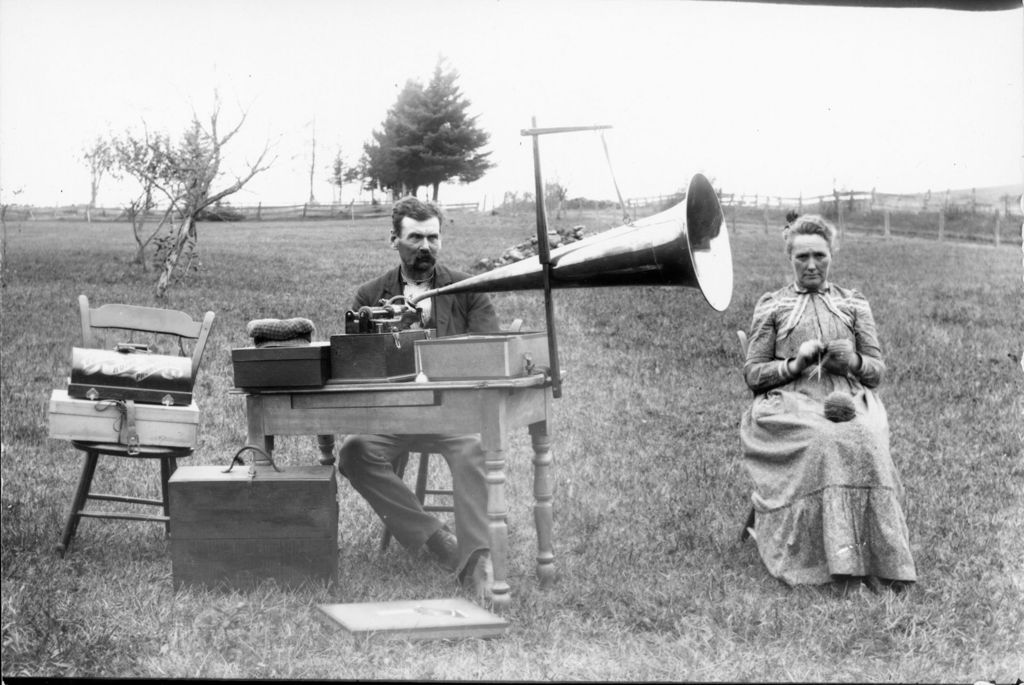 Miniature of Couple with phonograph in a field