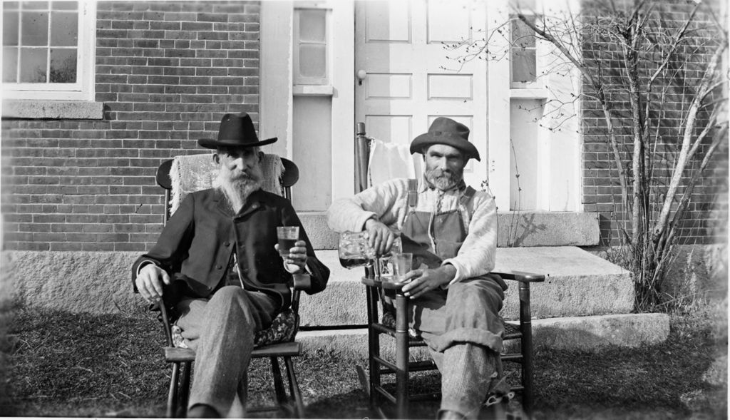 Miniature of Lucius Stanton and an unidentified friend enjoy a glass of cider