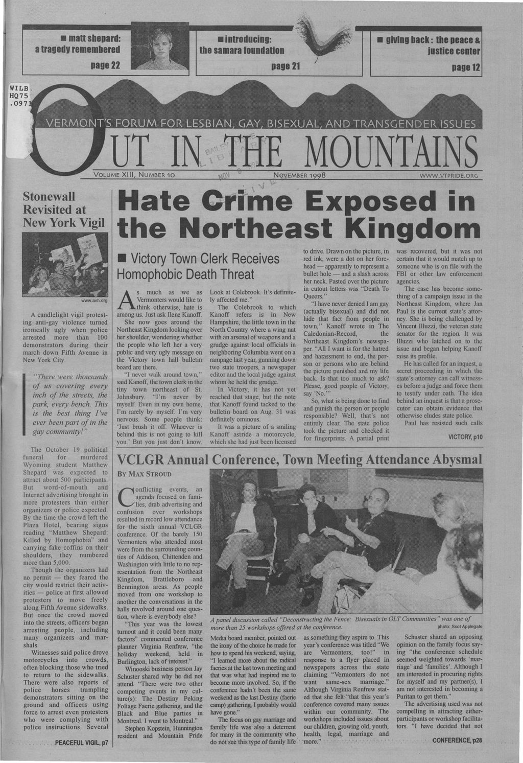 Miniature of Out in the Mountains, November, 1998