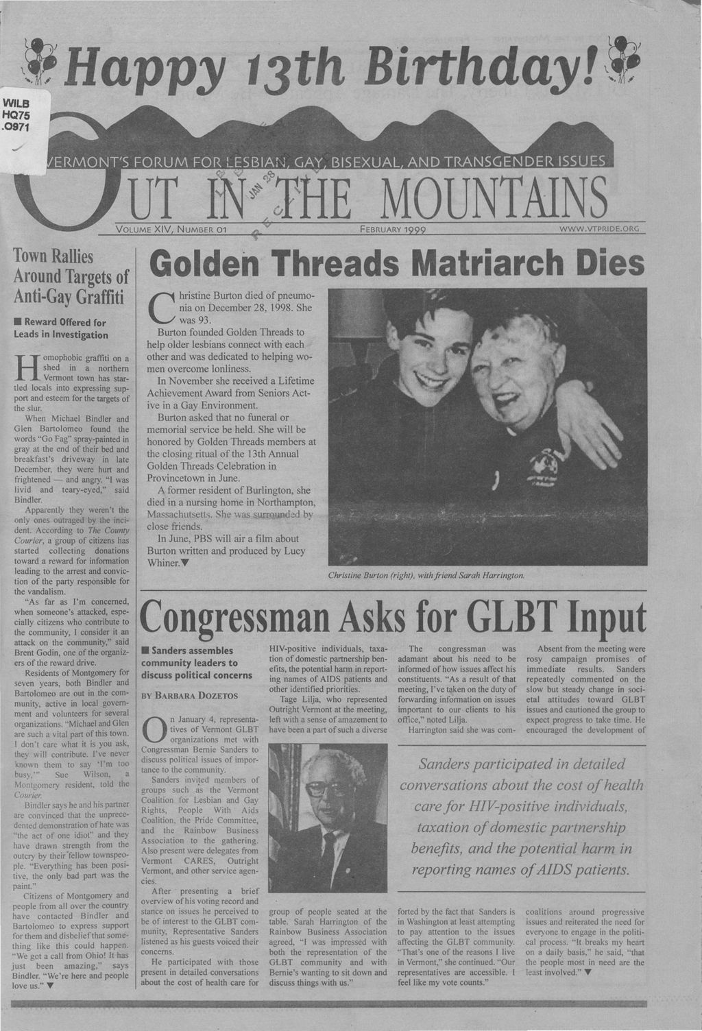 Miniature of Out in the Mountains, February, 1999