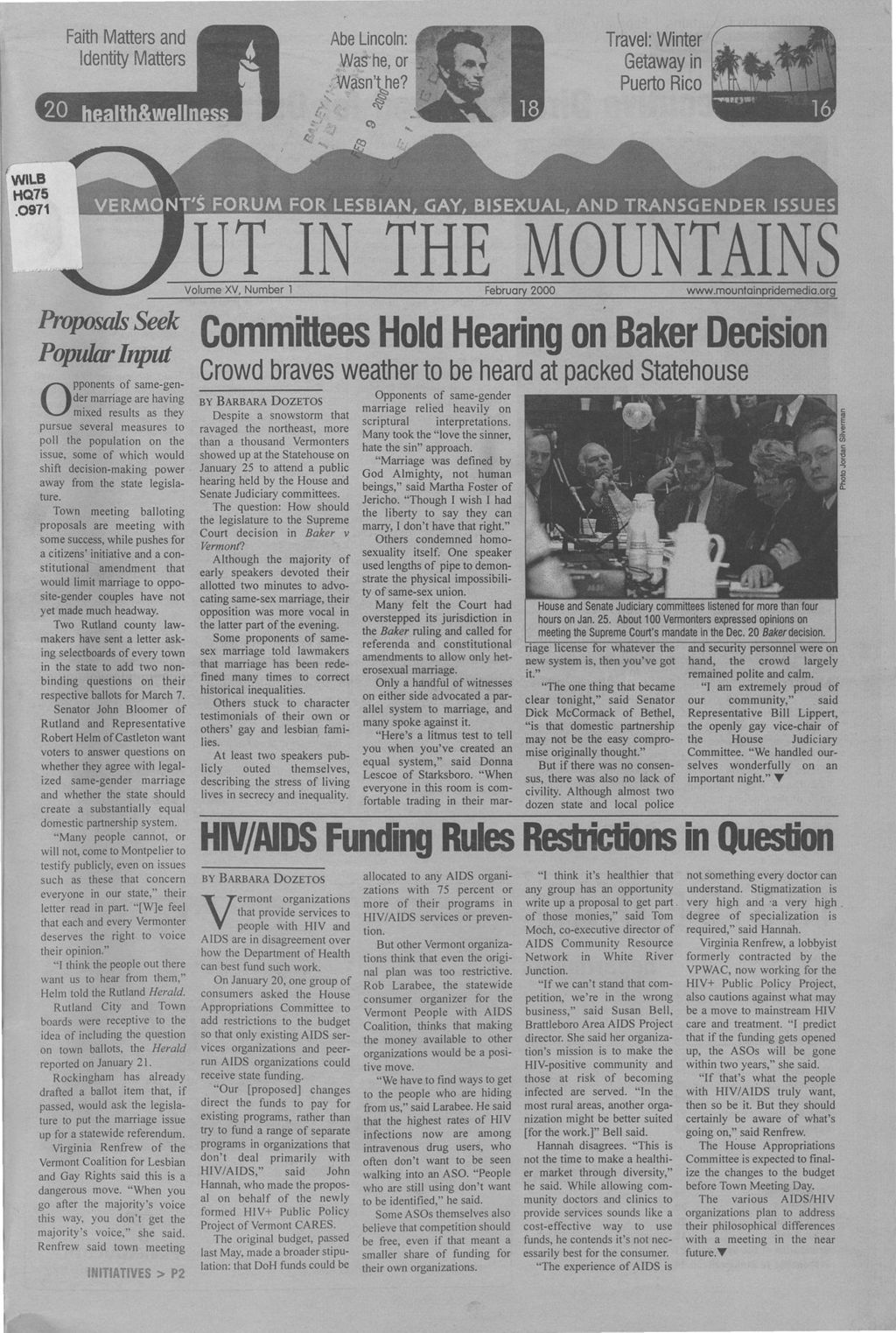 Miniature of Out in the Mountains, February, 2000