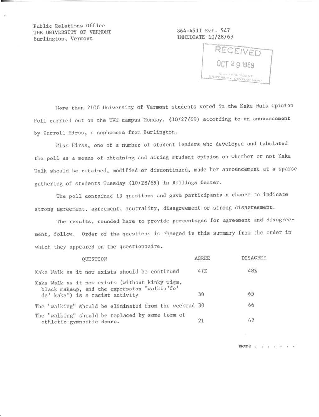 Miniature of Kake Walk Opinion Poll Press Release