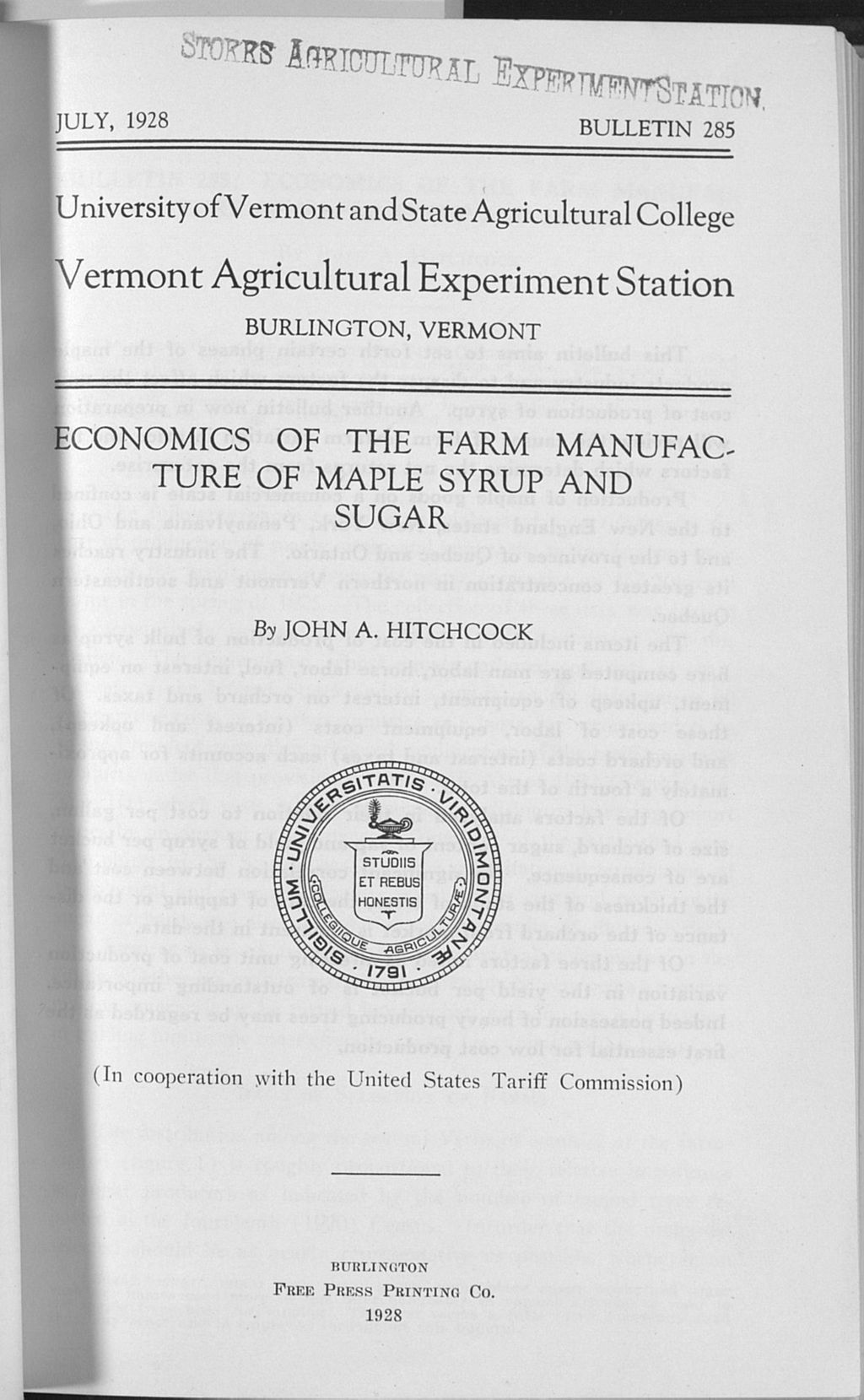 Miniature of Economics of the farm manufacture of maple syrup and sugar