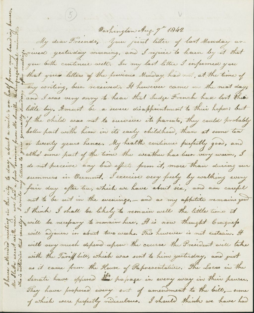 Miniature of Letter to Nathan and Mary Hill, August 7, 1842