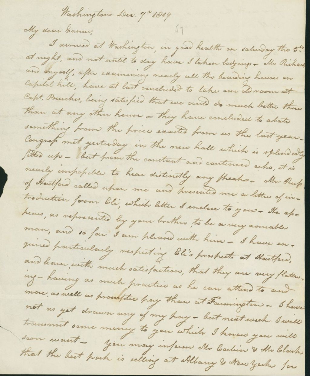 Miniature of Letter to Eunice Todd Crafts, December 7, 1819