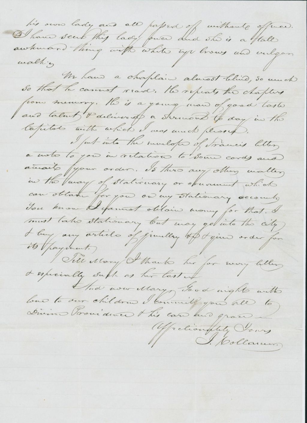 Miniature of Letter to Mary N. Collamer, January 19, 1846