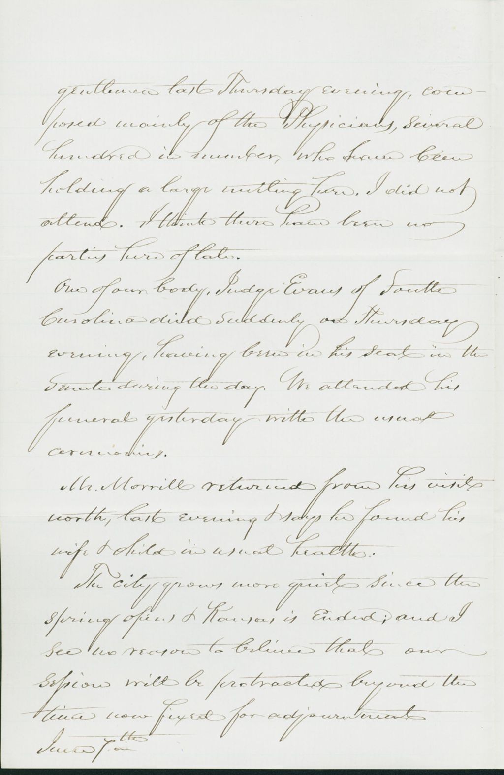 Miniature of Letter to Mary N. Collamer, May 9, 1858