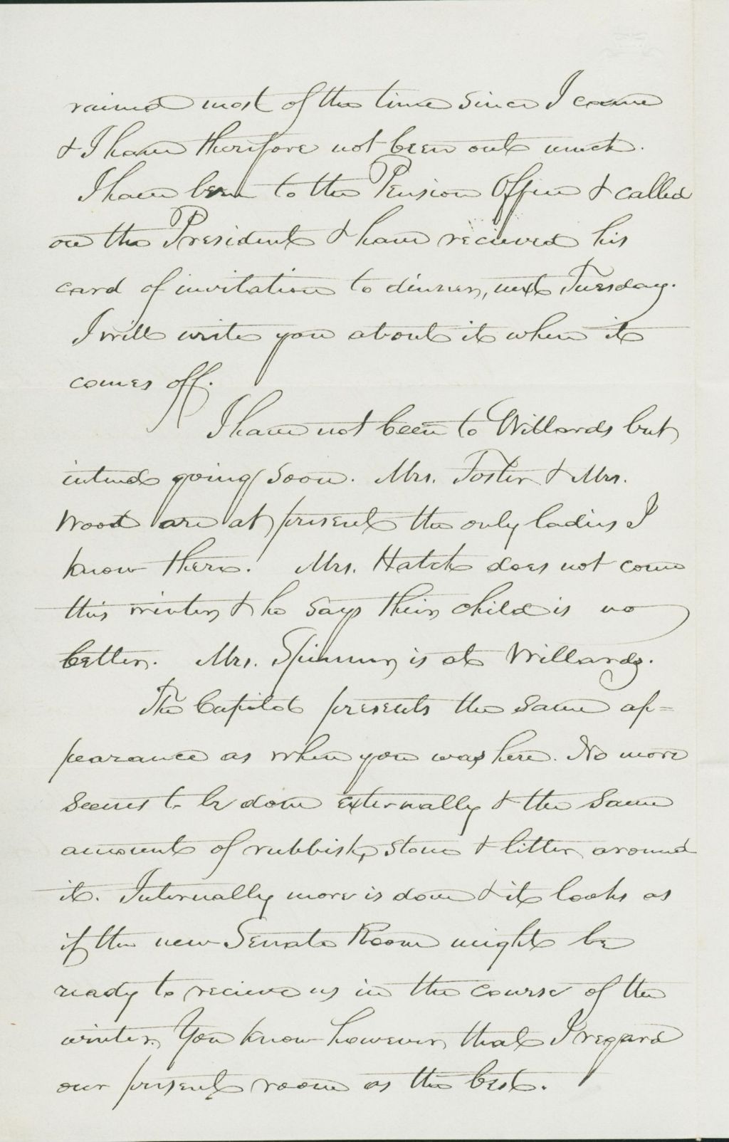 Miniature of Letter to Mary N. Collamer, December 12, 1858