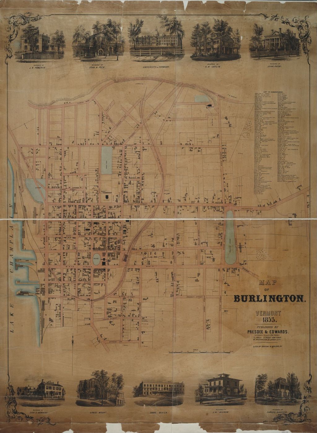 Miniature of Map of Burlington, Vermont, 1853