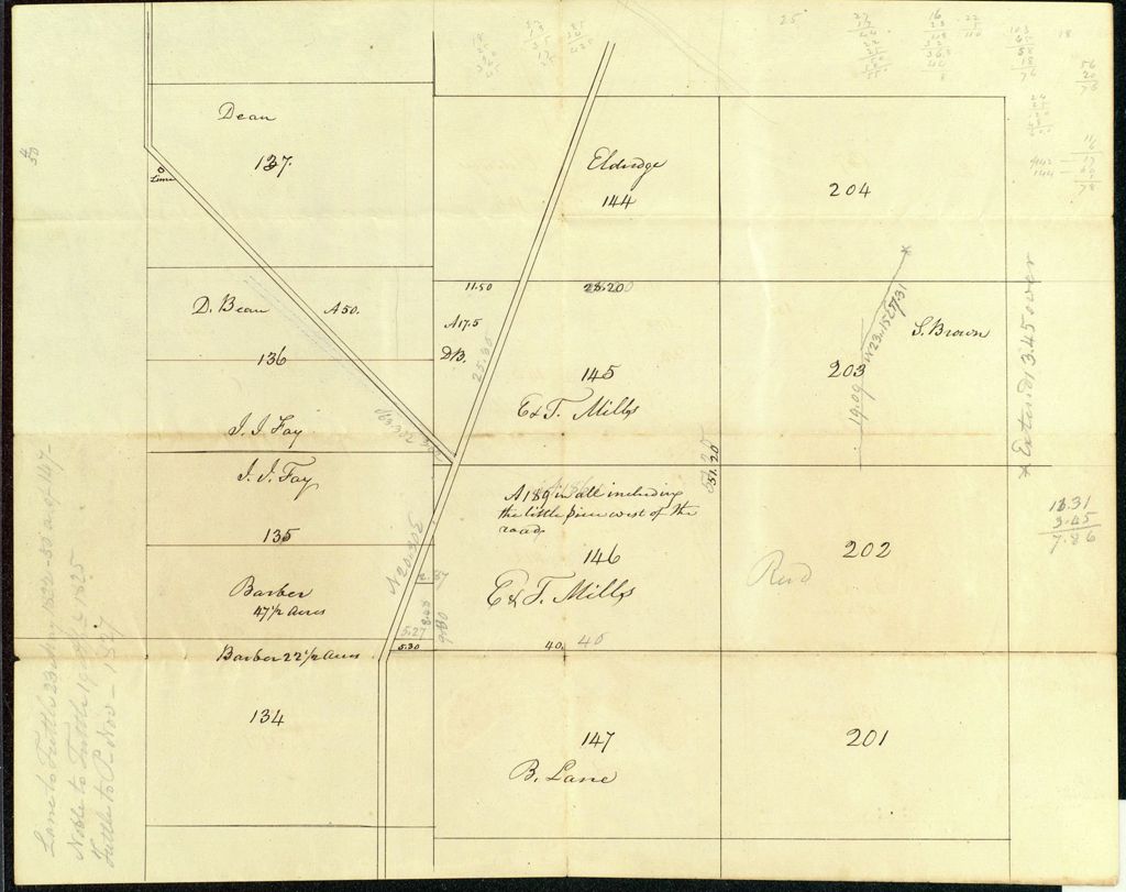 Miniature of Burlington East Street, E. and T. Mills land, 1831