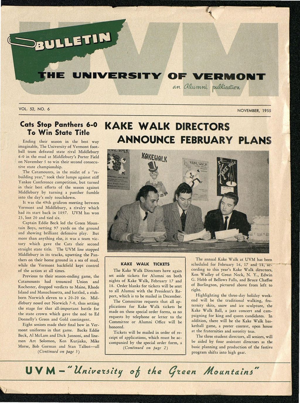 Miniature of Bulletin of the University of Vermont vol. 52 no. 06