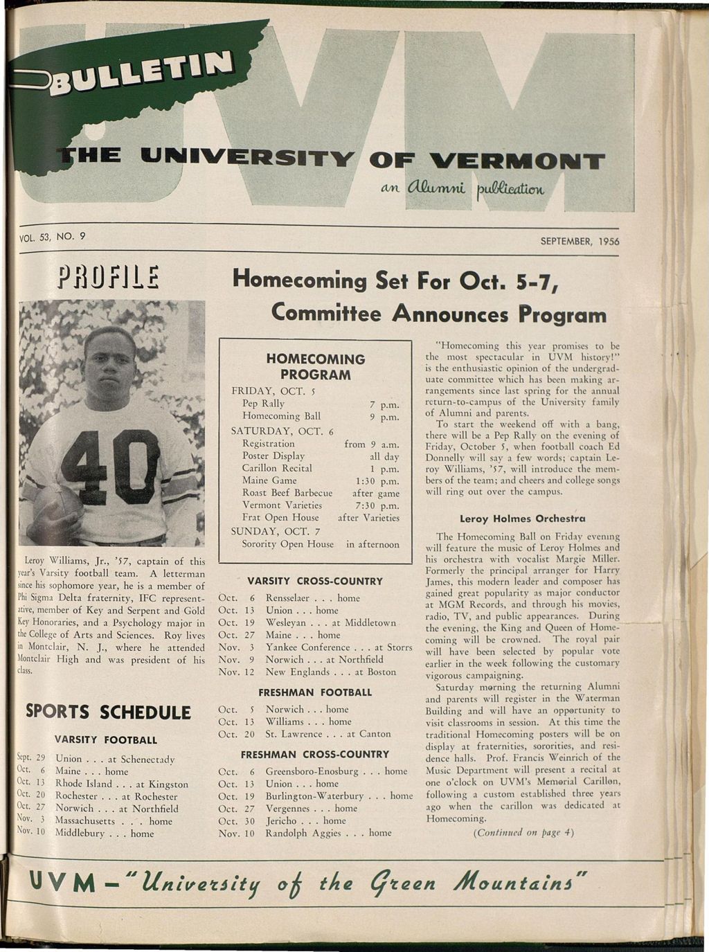 Miniature of Bulletin of the University of Vermont vol. 53 no. 09