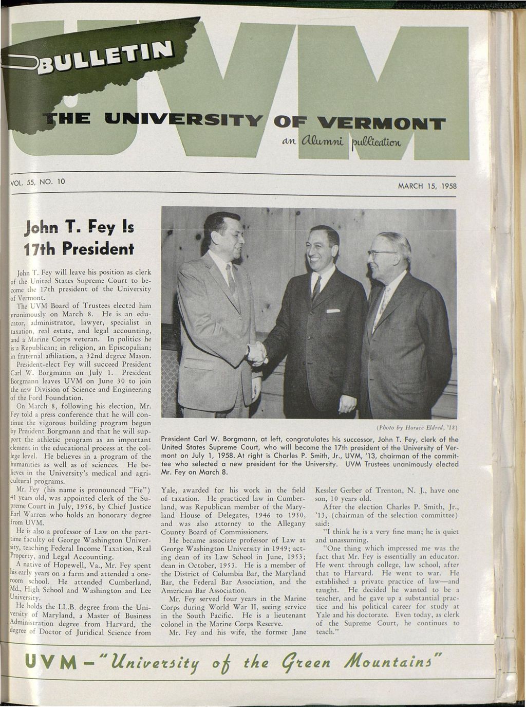 Miniature of Bulletin of the University of Vermont vol. 55 no. 10