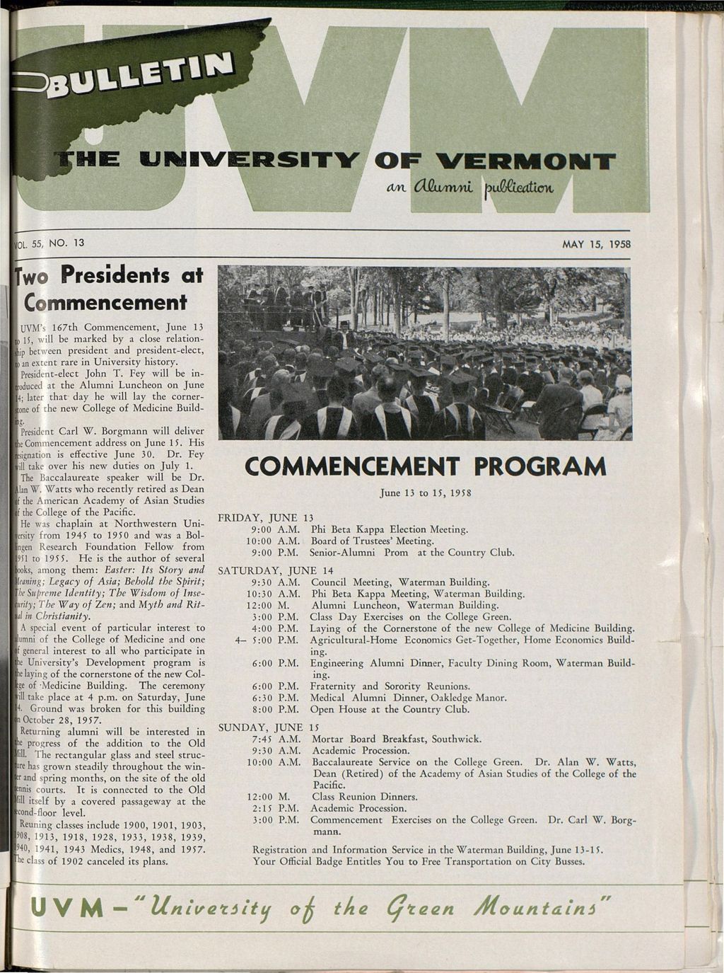 Miniature of Bulletin of the University of Vermont vol. 55 no. 13