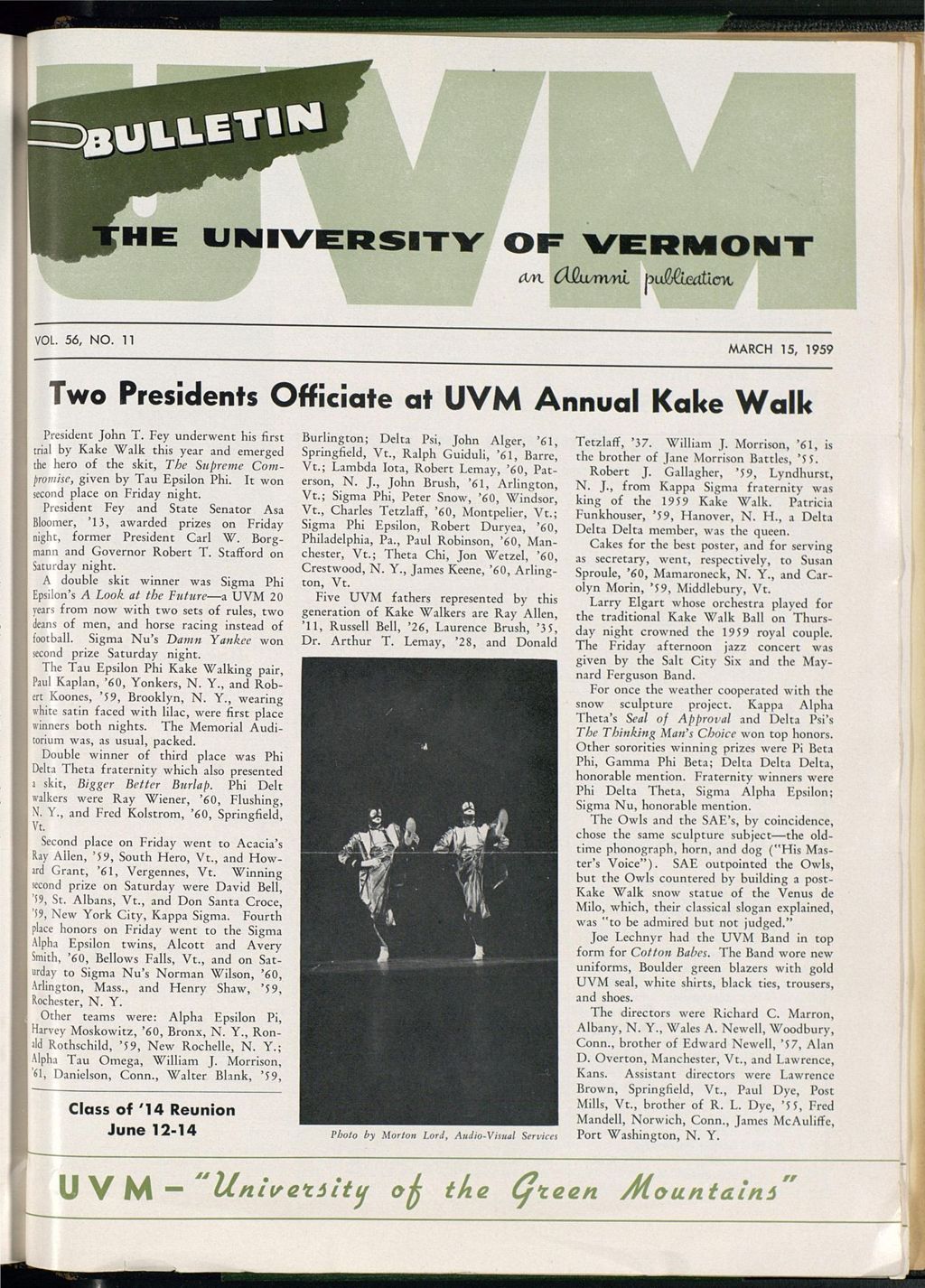 Miniature of Bulletin of the University of Vermont vol. 56 no. 11