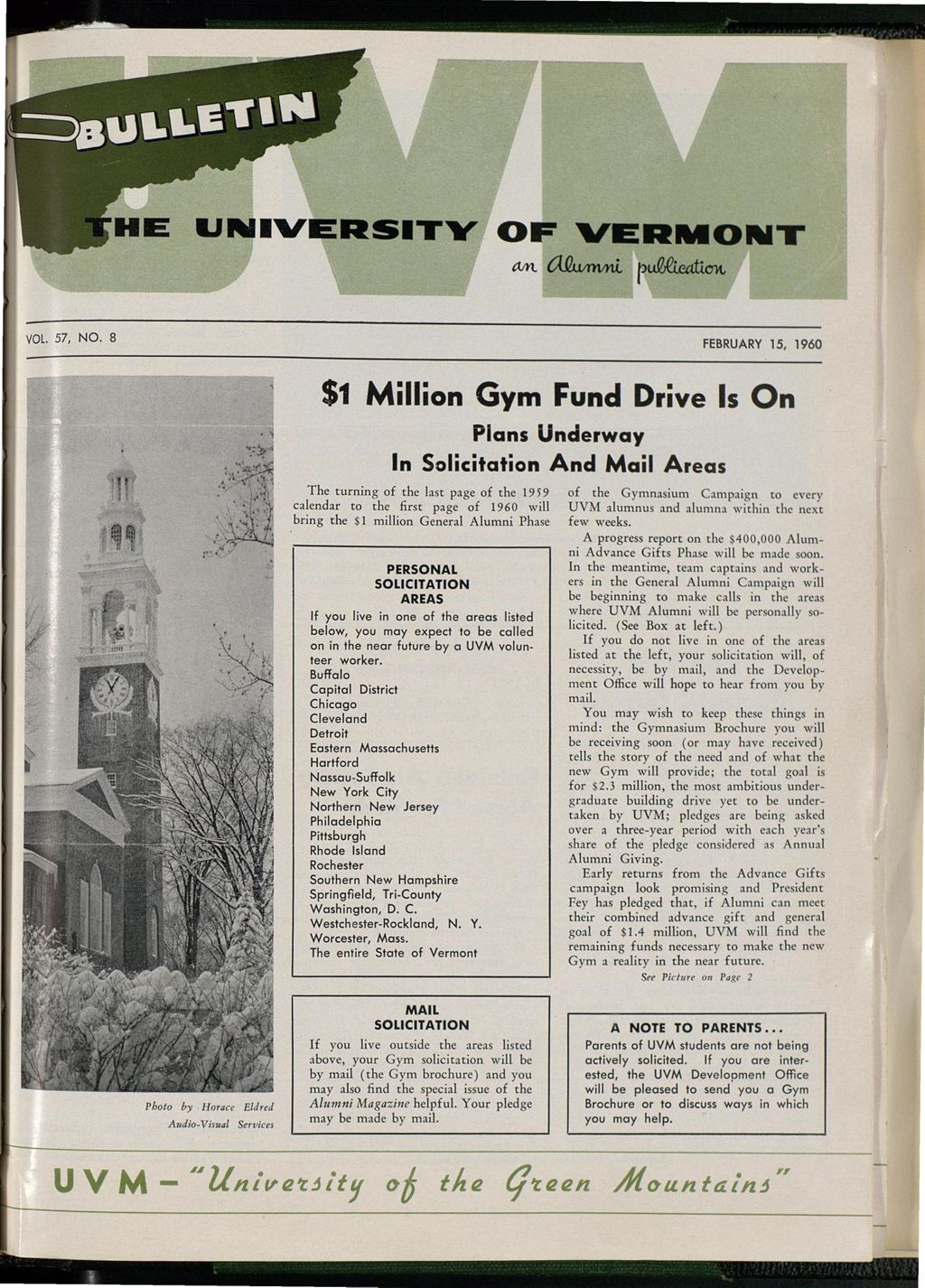 Miniature of Bulletin of the University of Vermont vol. 57 no. 08