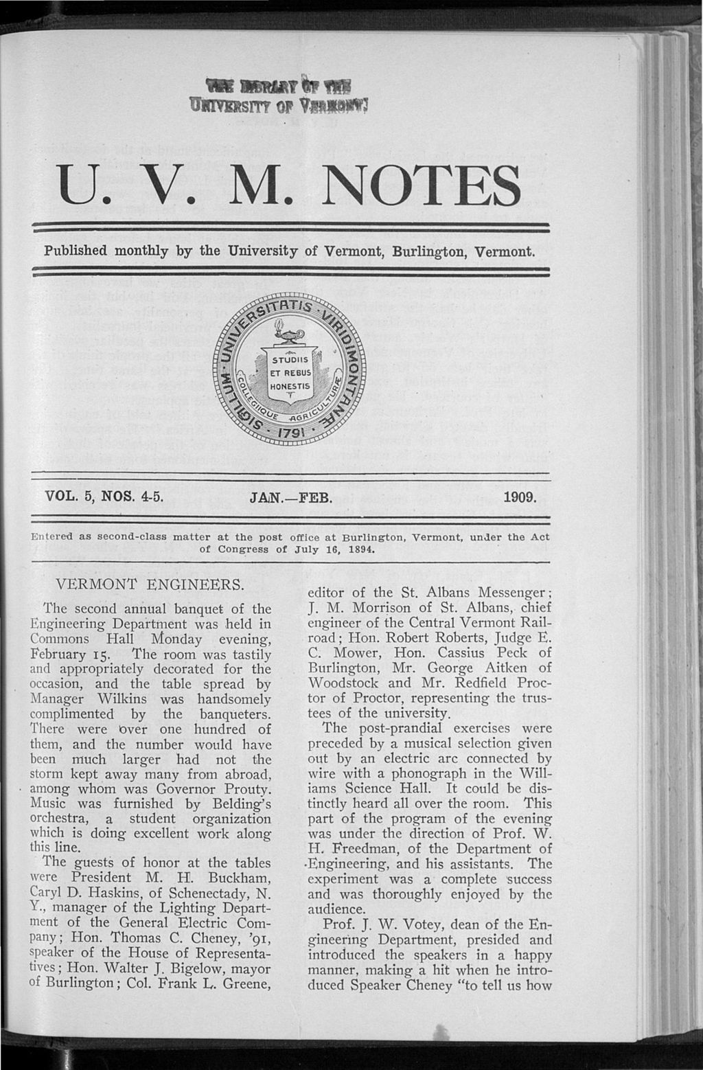 Miniature of U.V.M. Notes vol. 05 no. 04-05