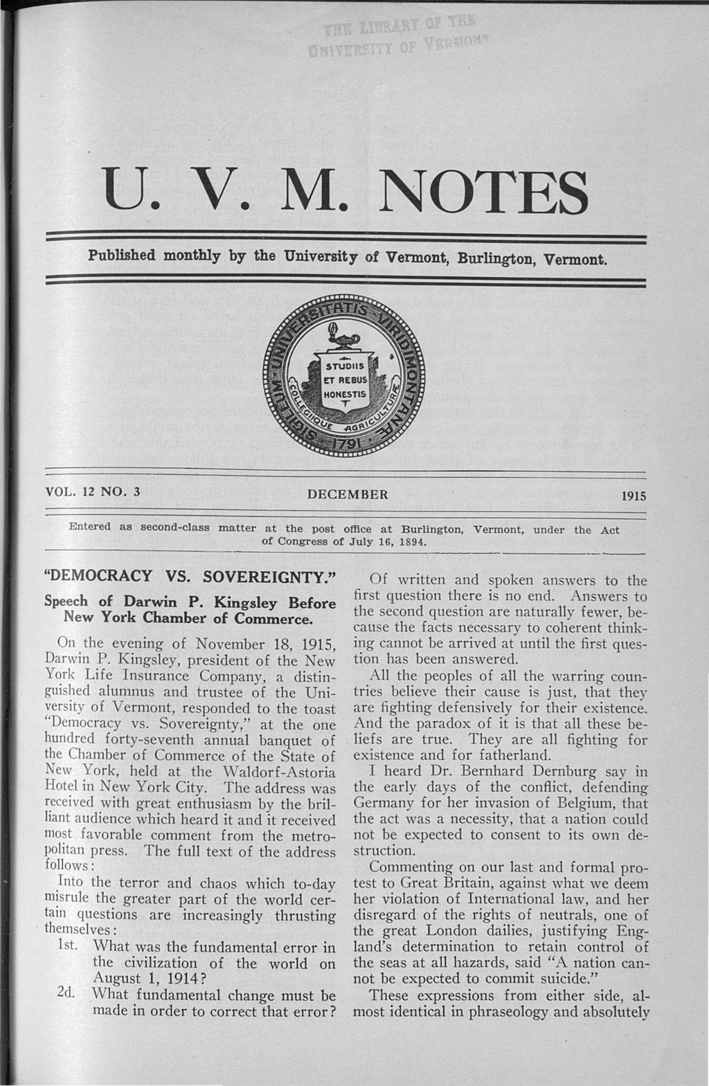 Miniature of U.V.M. Notes vol. 12 no. 03