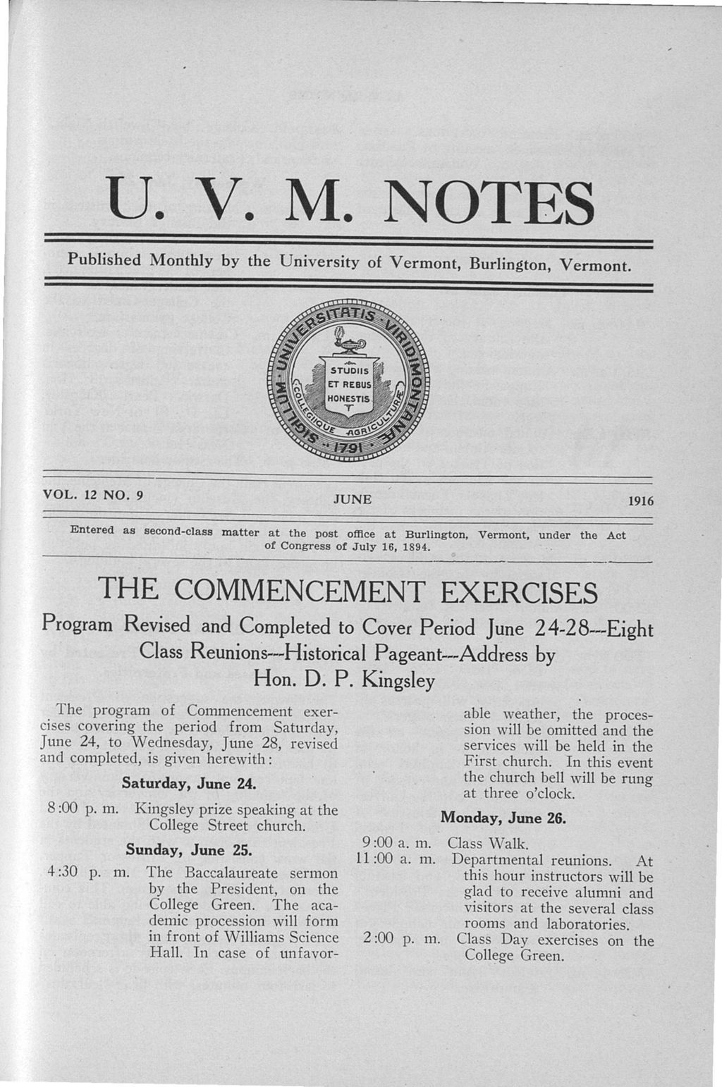 Miniature of U.V.M. Notes vol. 12 no. 09