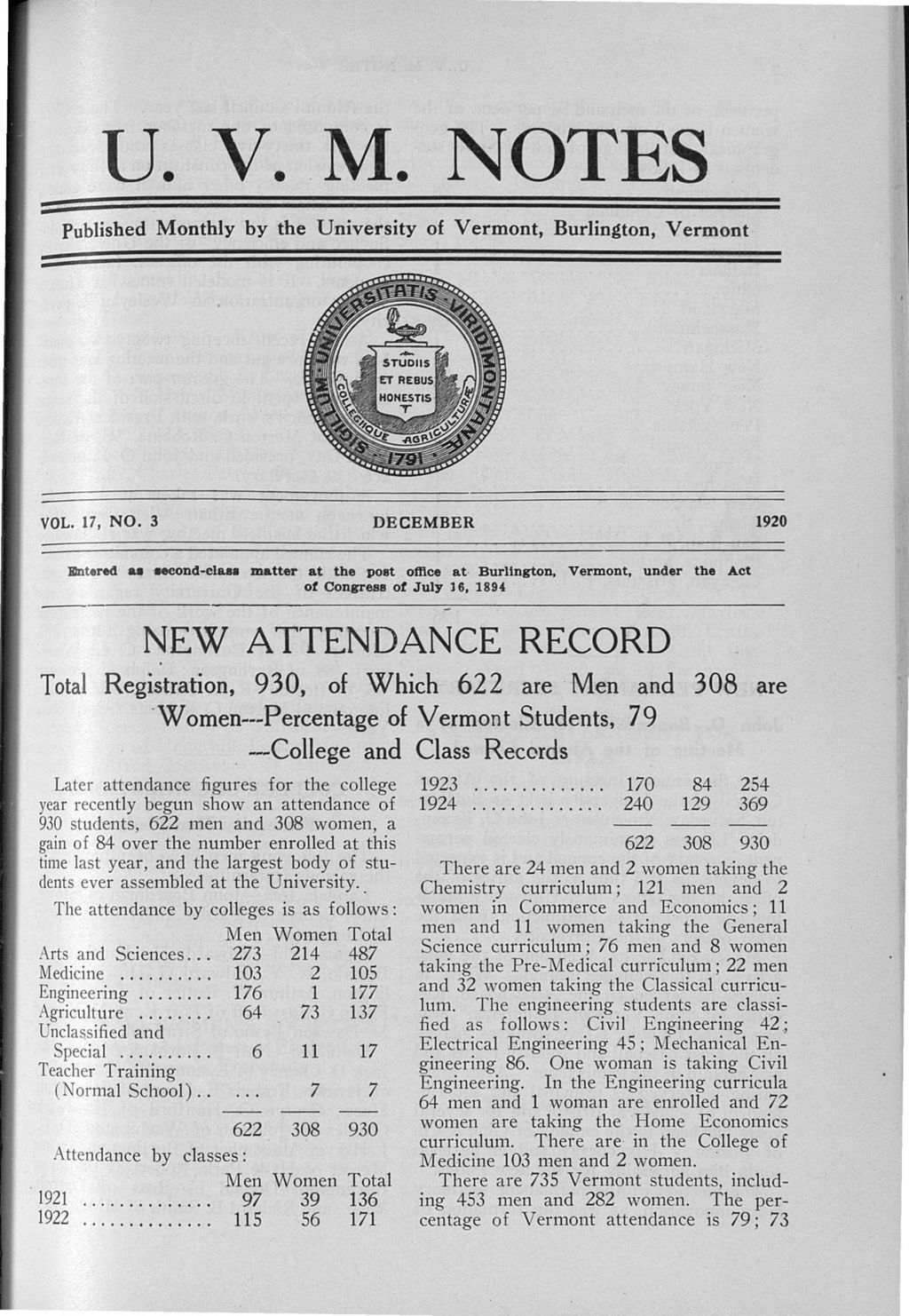 Miniature of UVM Notes vol. 17 no. 03