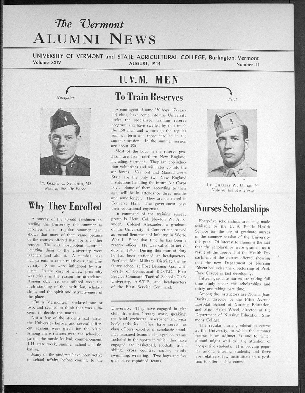 Miniature of Vermont Alumni News vol. 24 no. 11