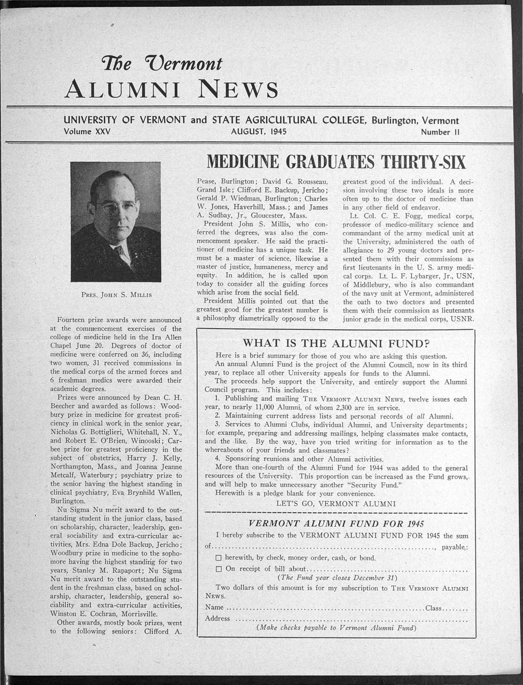 Miniature of Vermont Alumni News vol. 25 no. 11