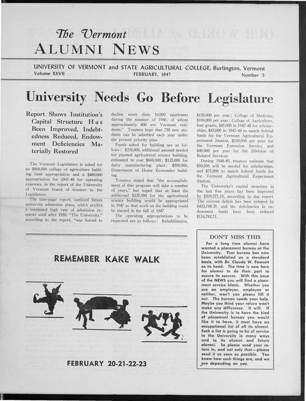 Miniature of Vermont Alumni News vol. 27 no. 05