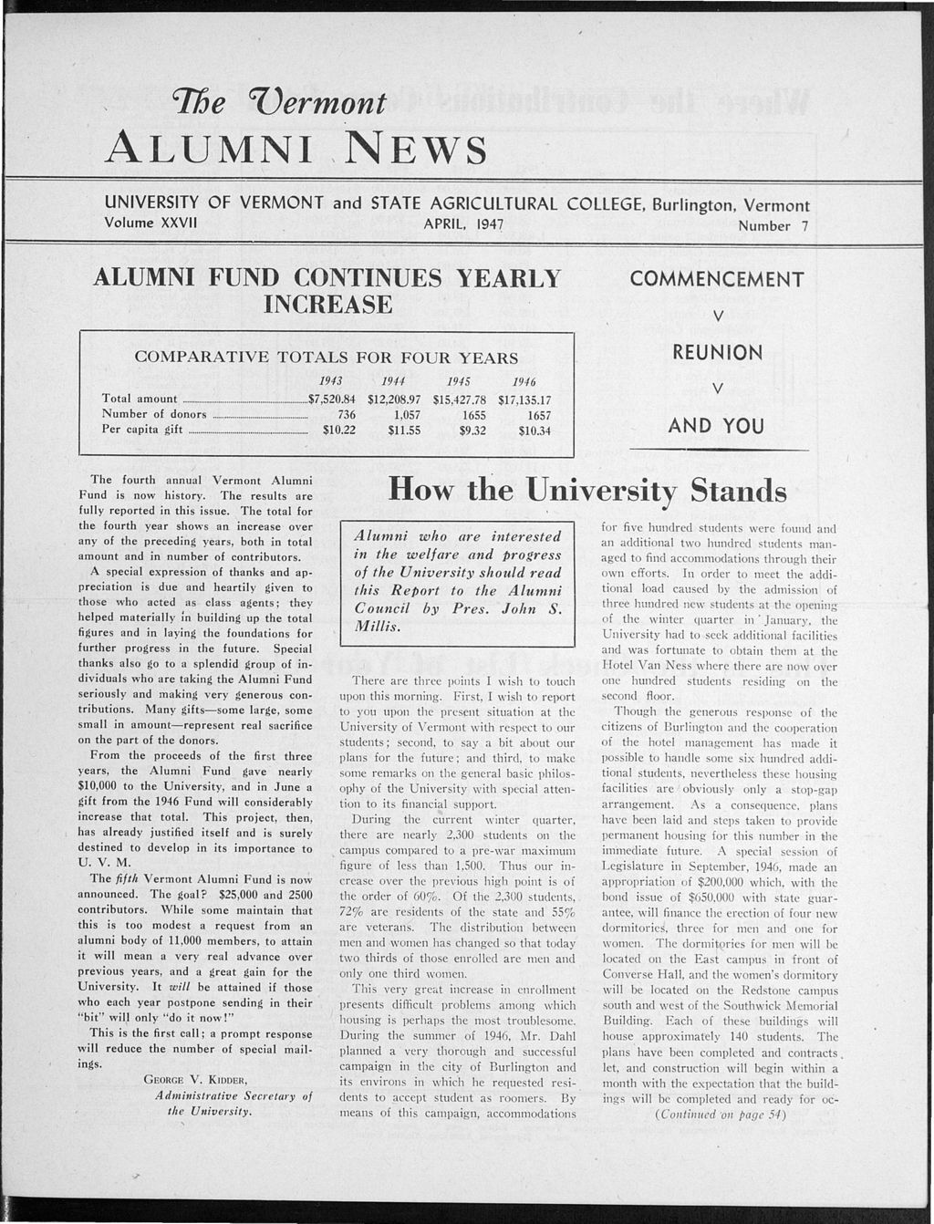 Miniature of Vermont Alumni News vol. 27 no. 07