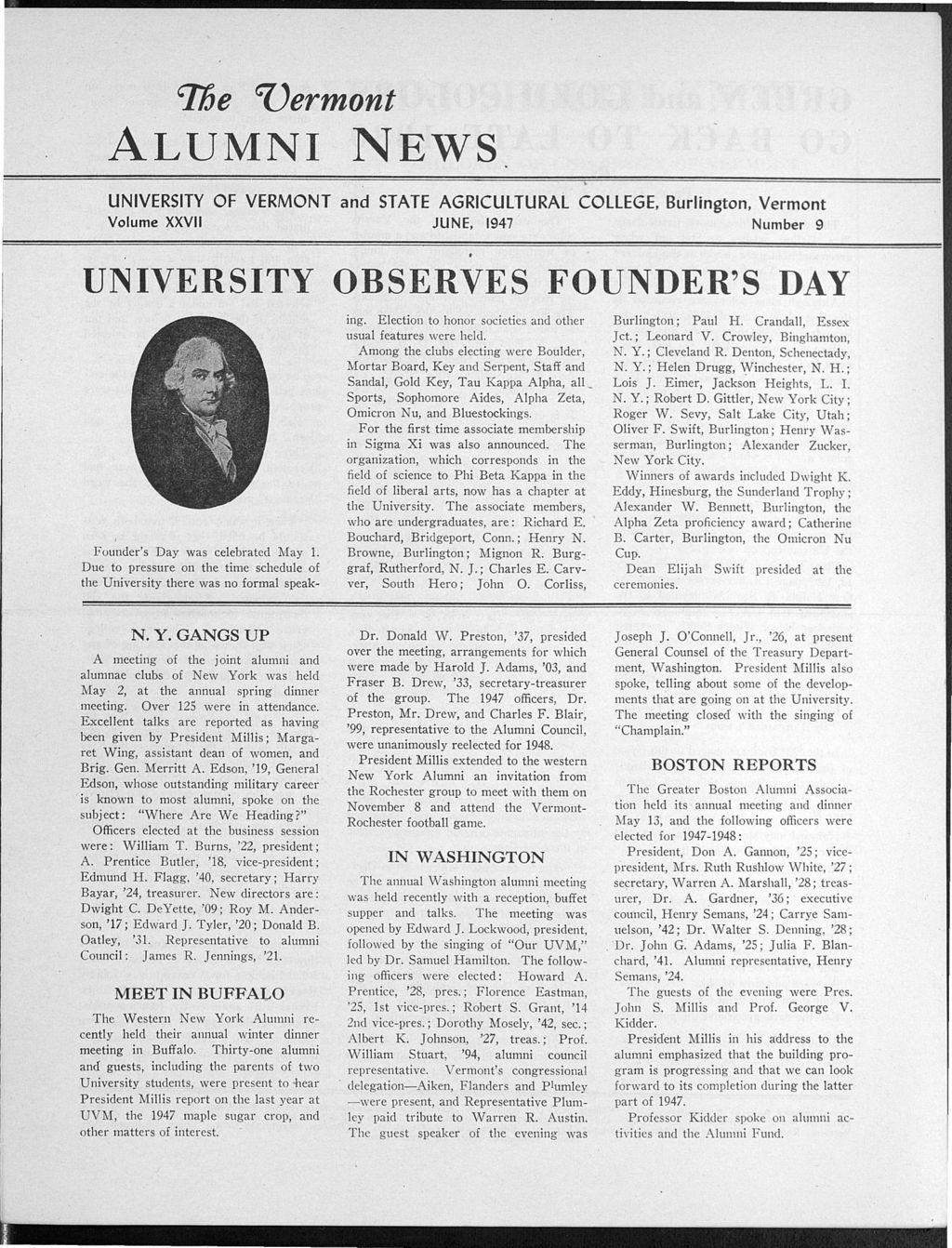 Miniature of Vermont Alumni News vol. 27 no. 09